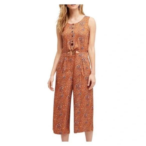 ✨Anthropologie Cartonnier Avila Patterned Cropped Wide Leg Jumpsuit XSmall✨ - Picture 2 of 8